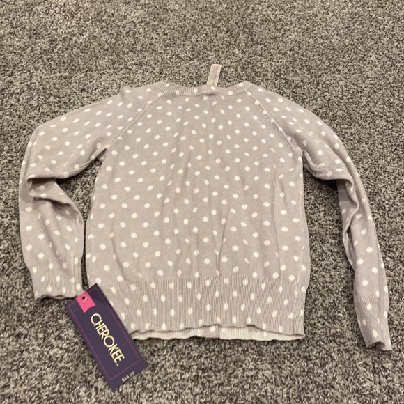 NWT Cherokee 5T girls, gray with white polkadot button up sweater/cardigan - Picture 7 of 7